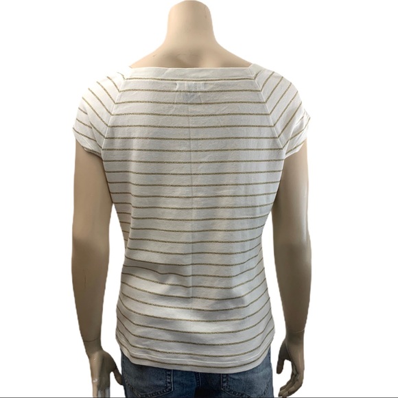 3/$30 Chaps White T-shirt with Gold Stripes Size L - Picture 2 of 7